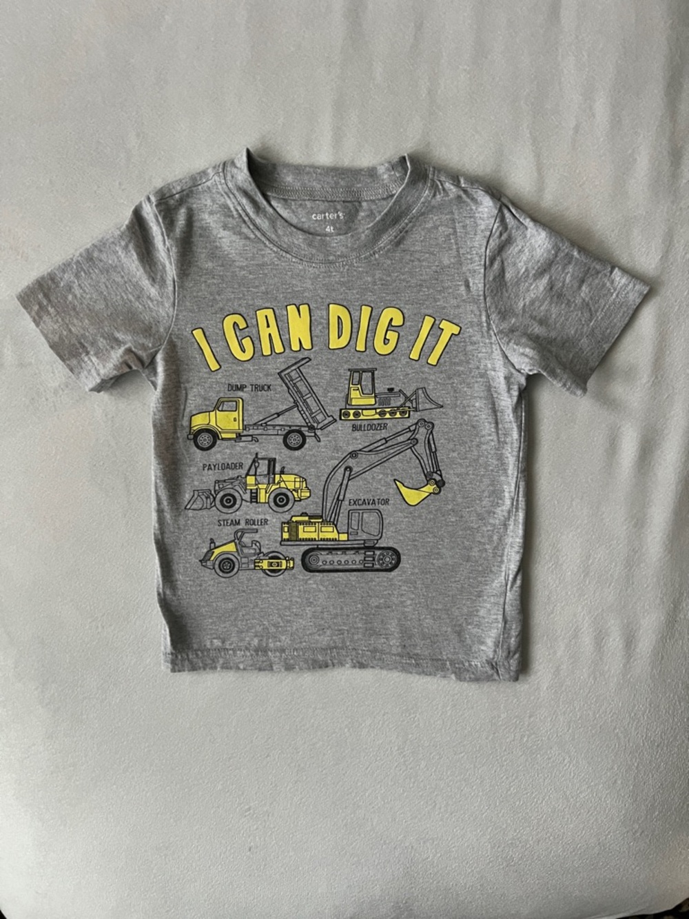 Carter's Gray Tee with Yellow Construction Graphics